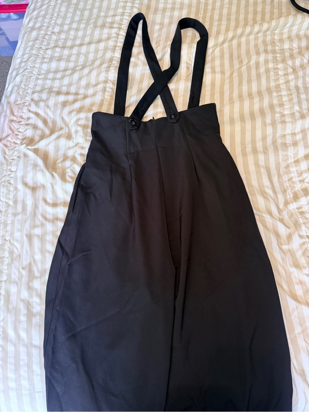 Black High-Waist Wide Leg Suspender Pants